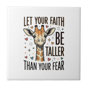 Faith Giraffe Inspirational Vintage Shirt Design_1 Ceramic Tile