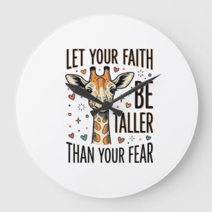 Faith Giraffe Inspirational Vintage Shirt Design_1 Large Clock