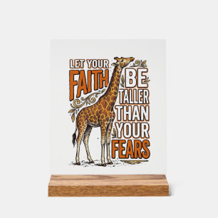 Faith Giraffe Vintage Inspirational Shirt Design_1 Acrylic Sign