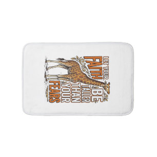 Faith Giraffe Vintage Inspirational Shirt Design_1 Bath Mat