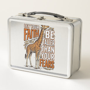 Faith Giraffe Vintage Inspirational Shirt Design_1 Metal Lunch Box