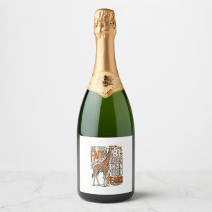 Faith Giraffe Vintage Inspirational Shirt Design_1 Sparkling Wine Label