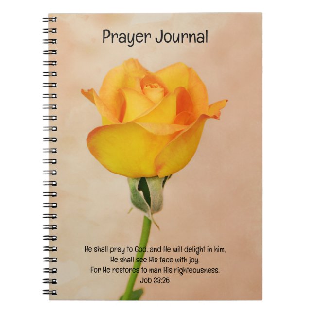 Faith Golden Orange Rose Art Prayer Journal (Front)