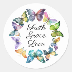 Faith, Grace, and Love Butterfly Sticker