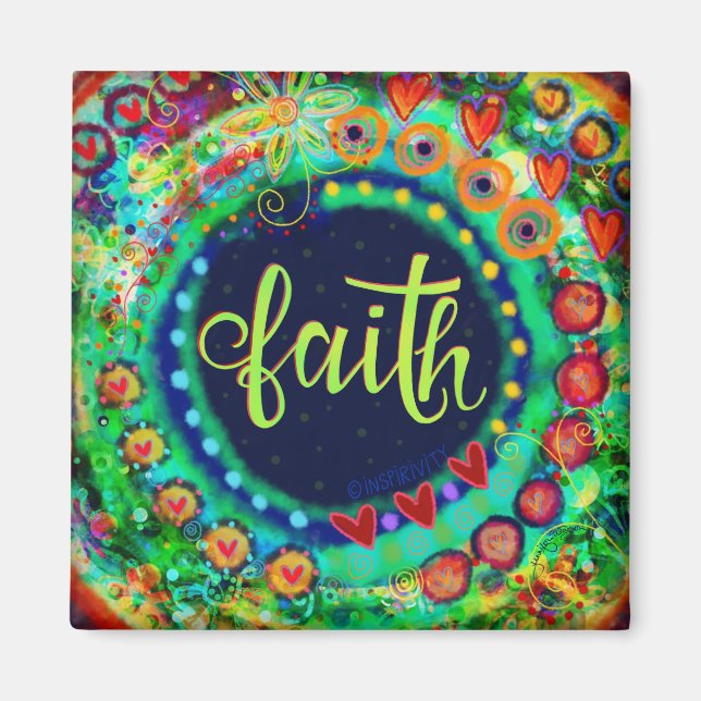 Faith Green Pretty Fun Floral Modern Inspirivity Magnet (Front)