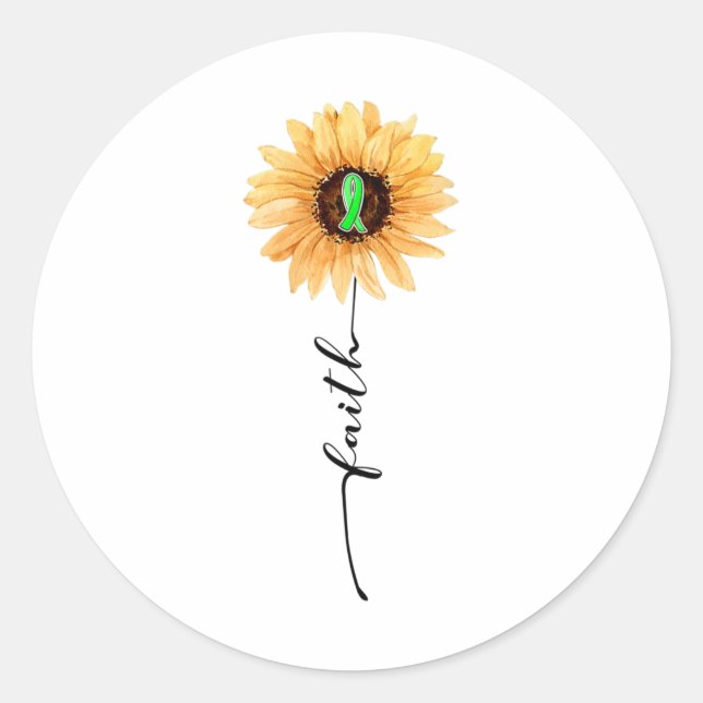 Faith Green Ribbon Kidney Disease Awareness  Classic Round Sticker (Front)