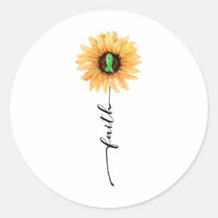 Faith Green Ribbon Kidney Disease Awareness  Classic Round Sticker