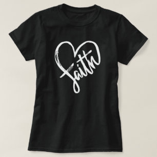 Faith Heart Christian Black and White T-Shirt
