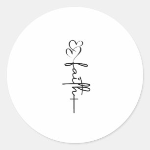 Faith Hearts & Cross Christian Faith Design Classic Round Sticker