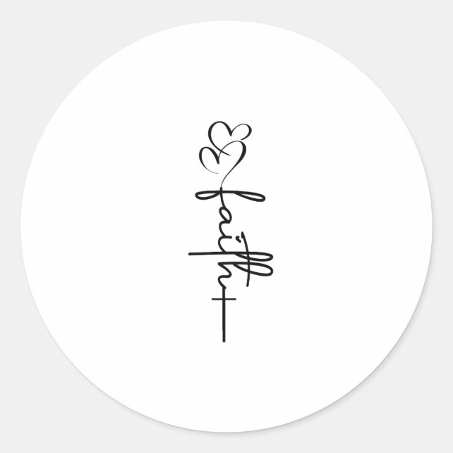 Faith Hearts & Cross Christian Faith Design Classic Round Sticker (Front)