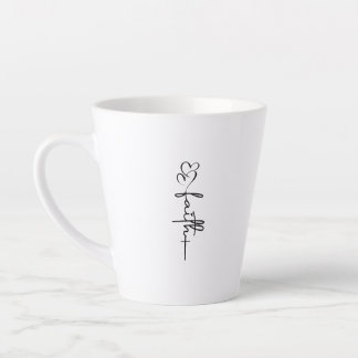 Faith Hearts & Cross Christian Faith Design Latte Mug