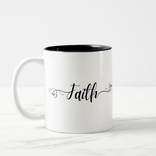 Faith & Hearts  Two-Tone Coffee Mug (Left)