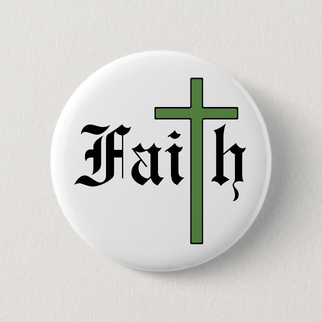 Faith Holy Cross 6 Cm Round Badge (Front)