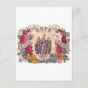 Faith, Hope and Charity Theological virtues Postcard