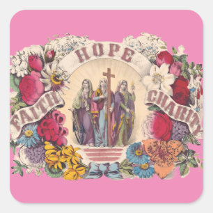 Faith, Hope and Charity Theological virtues Square Sticker