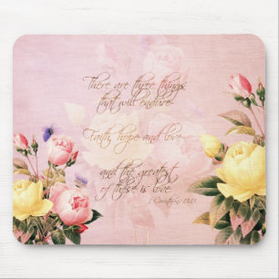 Faith Hope and Love Roses Mouse Pad