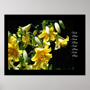 Faith Hope Art Print Yellow Glowing Lily Flowers