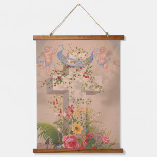 Faith Hope Charity And Flowers  Hanging Tapestry