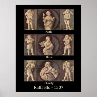Faith Hope Charity by Raphael Poster Print