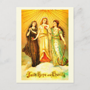 Faith Hope Charity vintage art Postcard