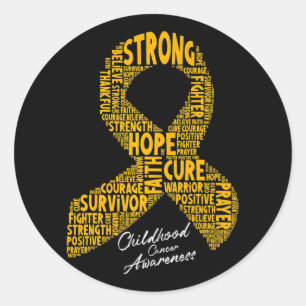 Faith Hope Cure Childhood Cancer Awareness Ribbon Classic Round Sticker