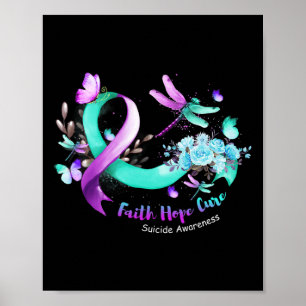 Faith Hope Cure Dragonfly Suicide Prevention Aware Poster