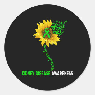 Faith Hope Cure Kidney Disease Sunflower Puzzle Pi Classic Round Sticker