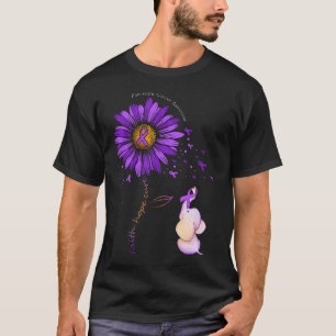 Faith Hope Cure Purple Daisy Flower Pancreatic Can T-Shirt
