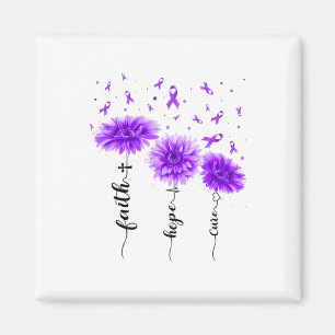 Faith Hope Cure Purple Sunflower Overdose Awarenes Magnet