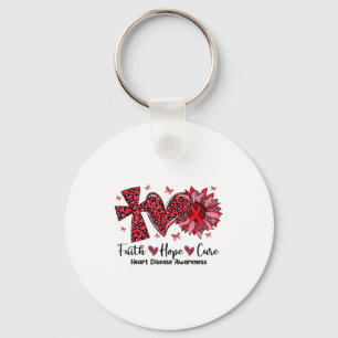 Faith Hope Cure Sunflower Leopard Heart Disease Aw Key Ring