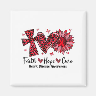 Faith Hope Cure Sunflower Leopard Heart Disease Aw Magnet