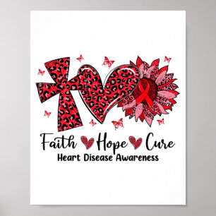 Faith Hope Cure Sunflower Leopard Heart Disease Aw Poster