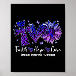 Faith Hope Cure Sunflower Leopard Sickle Cell Awar Poster
