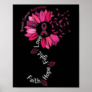 Faith Hope Fight Love Breast Cancer Awareness Pink Poster