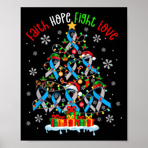Faith Hope Fight Love Christmas Tree Diabetes Ribb Poster