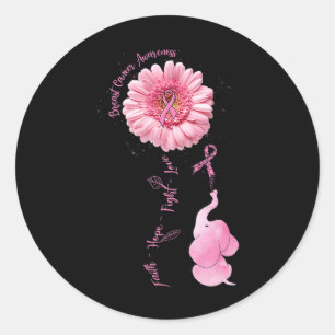 Faith Hope Fight Love Elephant Breast Cancer Aware Classic Round Sticker