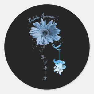 Faith Hope Fight Love Elephant Sunflower Diabetes Classic Round Sticker