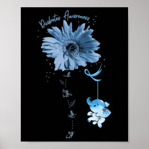 Faith Hope Fight Love Elephant Sunflower Diabetes Poster