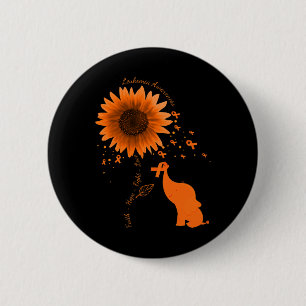 Faith Hope Fight Love Elephant Sunflower Leukaemia 6 Cm Round Badge