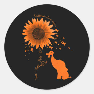 Faith Hope Fight Love Elephant Sunflower Leukaemia Classic Round Sticker