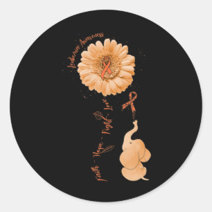 Faith Hope Fight Love Elephant Sunflower Leukemia Classic Round Sticker