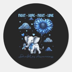 Faith Hope Fight Love Elephant Type 1 Diabetes Awa Classic Round Sticker