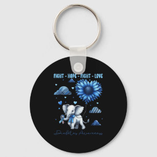 Faith Hope Fight Love Elephant Type 1 Diabetes Awa Key Ring