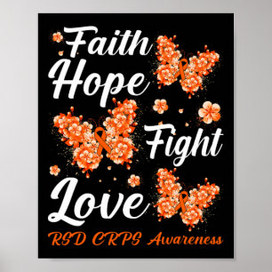 Faith Hope Fight Love RSD CRPS Awareness Butterfly Poster