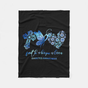 Faith Hope Fight Love Sunflower Diabetes Awareness Fleece Blanket