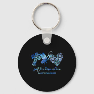 Faith Hope Fight Love Sunflower Diabetes Awareness Key Ring