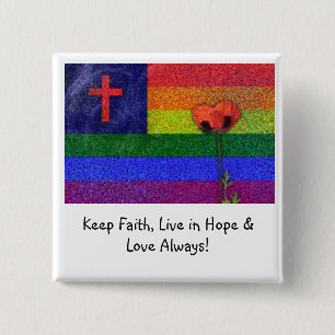 FAITH HOPE & LOVE 15 CM SQUARE BADGE