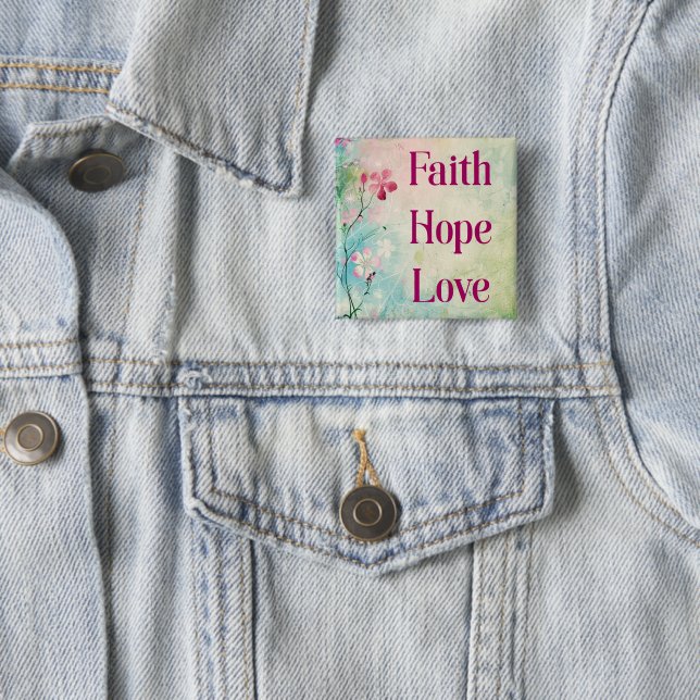 Faith Hope Love 15 Cm Square Badge (In Situ)
