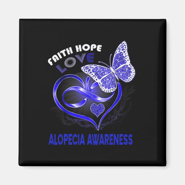 Faith Hope Love Alopecia Awareness Heart Butterfly Magnet (Front)