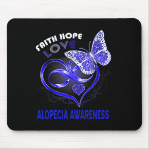 Faith Hope Love Alopecia Awareness Heart Butterfly Mouse Pad